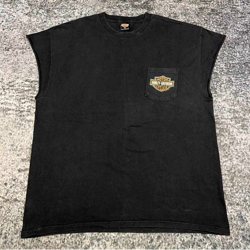 Vintage Harley Davidson T Shirt Sleeveless Cut Off Mens XXL Black Biker 2000s